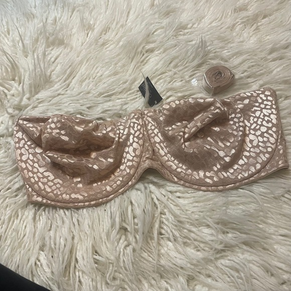 Soma Other - NWT Soma Intimates Lace Floral Romantic Lingerie Unlined Strapless Bra Gold 40DD